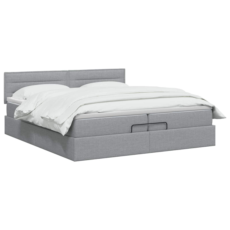 Pat Ottoman cu Saltea și LED Gri deschis 200 x 200 cm Țesătură