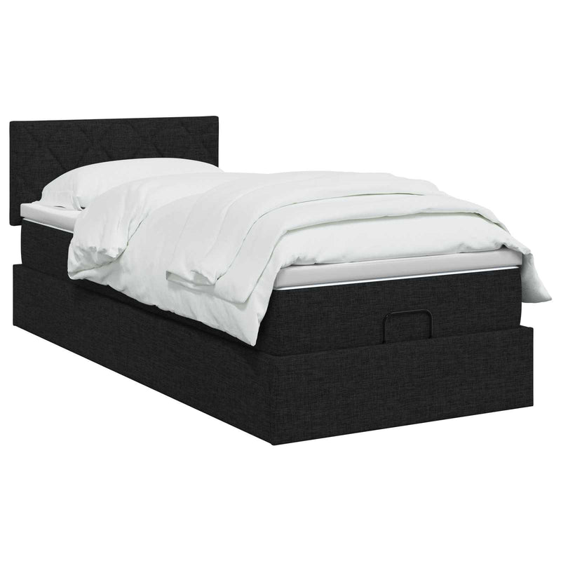Pat Ottoman cu Saltea și LED Negru 80 x 200 cm Țesătură