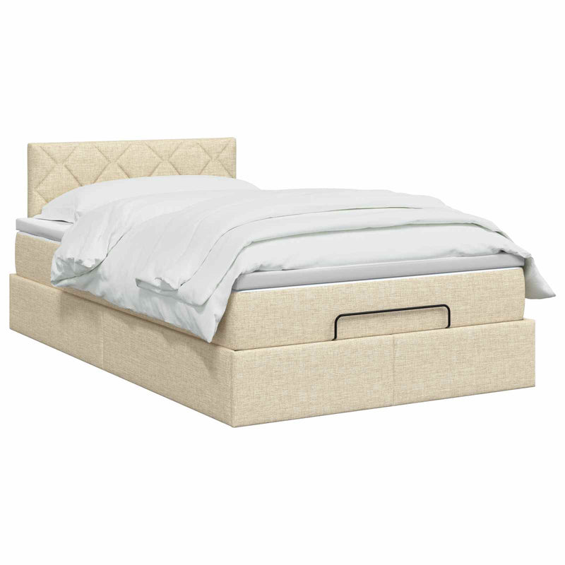 Pat Ottoman cu Saltea și LED Crem 120 x 200 cm Țesătură