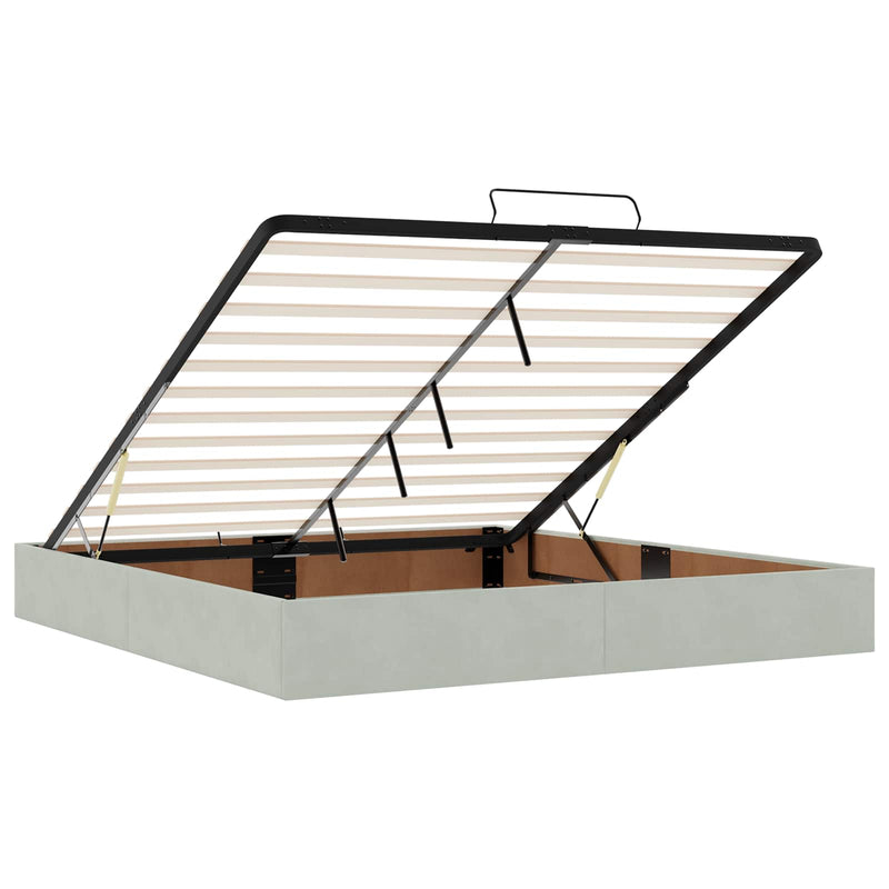 Pat Ottoman cu Saltea și LED Gri deschis 200 x 200 cm Catifea