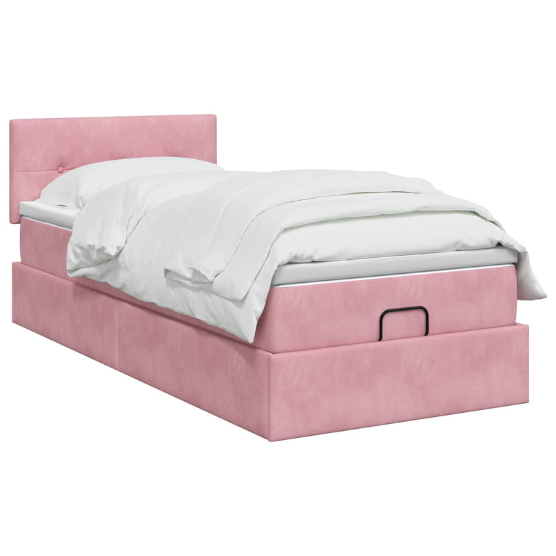 Pat Ottoman cu Saltea și LED Roz 80 x 200 cm Catifea