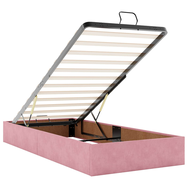 Pat Ottoman cu Saltea și LED Roz 100 x 200 cm Catifea