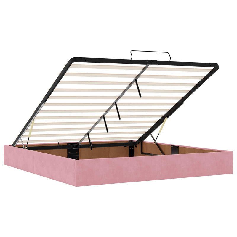 Pat Ottoman cu Saltea și LED Roz 200 x 200 cm Catifea