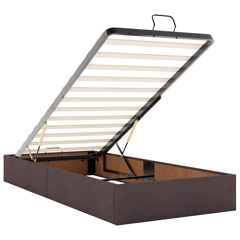 Pat Ottoman cu Saltea și LED Maro închis 200 x 200 cm Țesătură