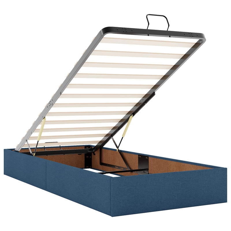Pat Ottoman cu Saltea și LED albastru 200 x 200 cm Țesătură