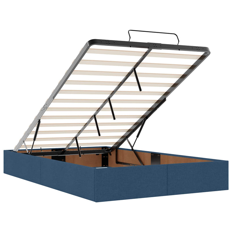 Pat Ottoman cu Saltea și LED albastru 120 x 200 cm Țesătură