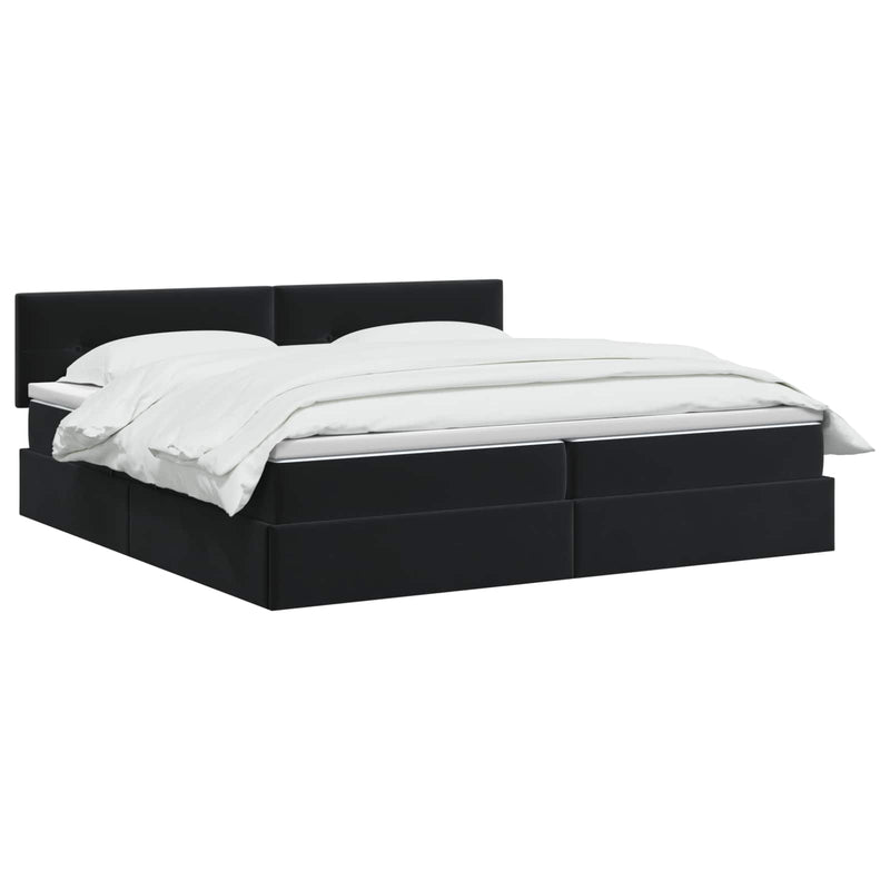 Pat cu storage cu headboard Negru 200 x 200 cm Catifea
