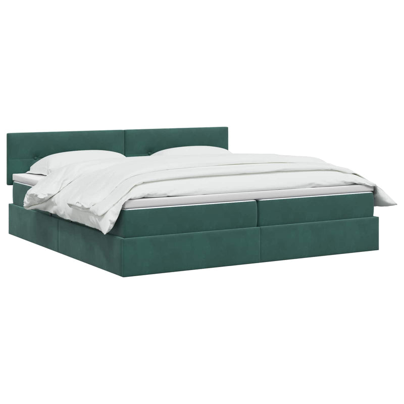 Pat cu storage cu headboard Verde închis 200 x 200 cm Catifea