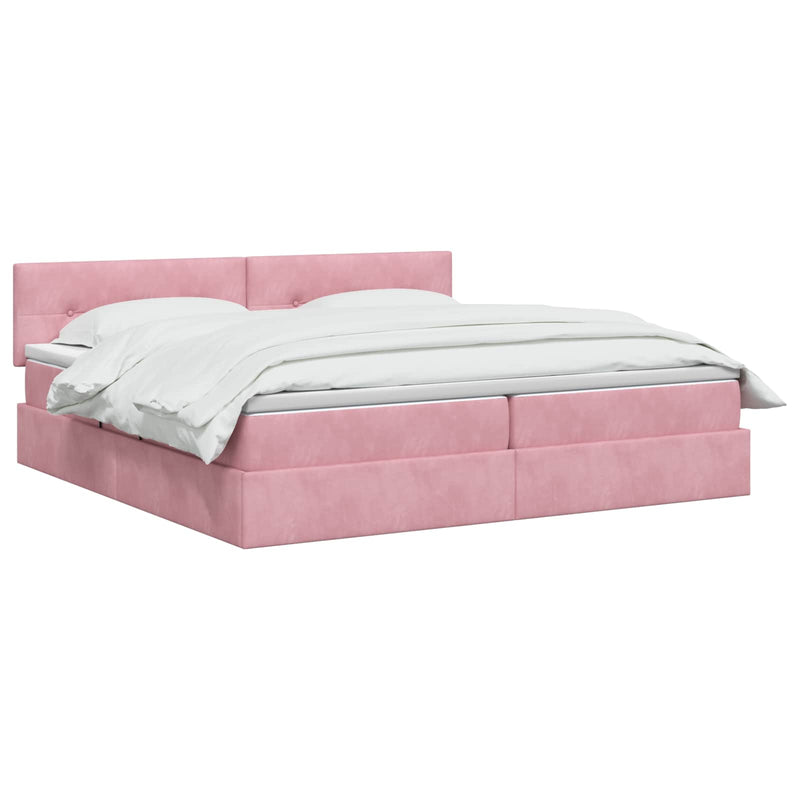 Pat cu storage cu headboard Roz 200 x 200 cm Catifea