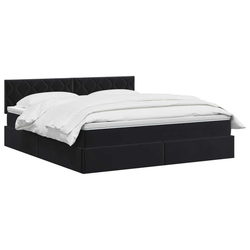 Pat cu storage cu headboard Negru 160 x 200 cm Catifea