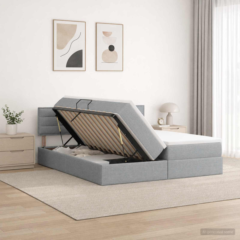 Pat cu storage 2 buc. Gri deschis Piele artificială