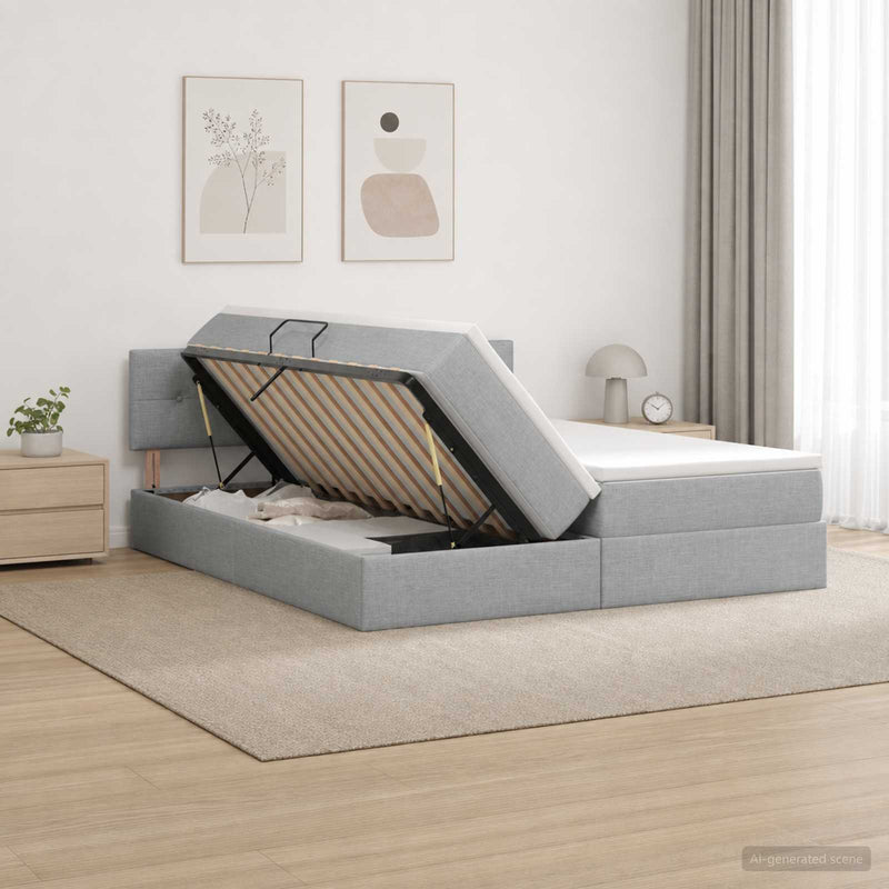 Pat cu storage 2 buc. Gri deschis Piele artificială