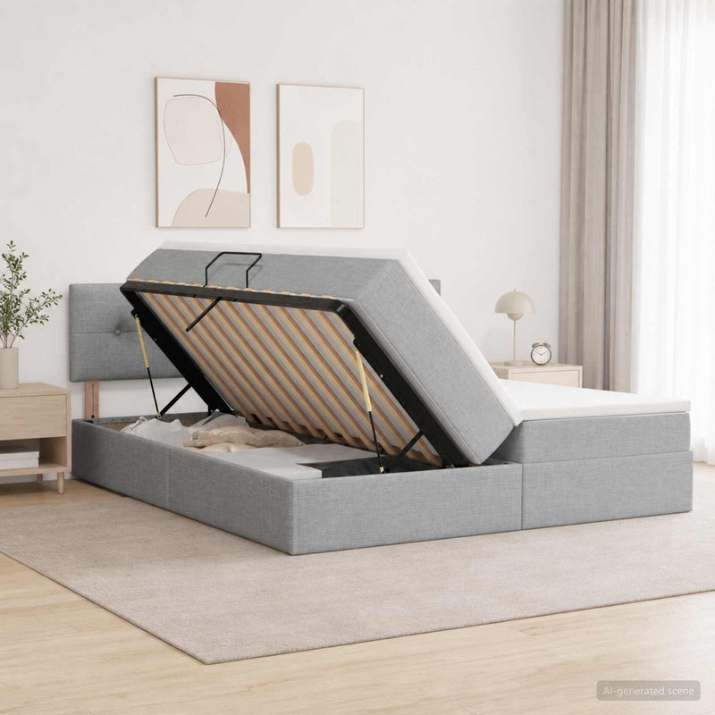Pat cu storage 2 buc. Gri deschis Piele artificială