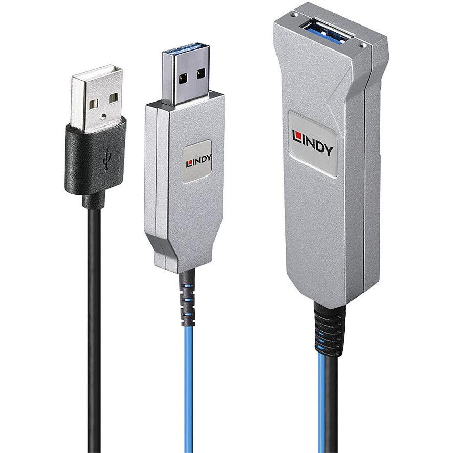 Lindy 43346 USB kábel 100 M USB 3.2 Gen 1 (3.1 Gen 1) USB A 2 x USB A Kék, Ezüst (43346)-0