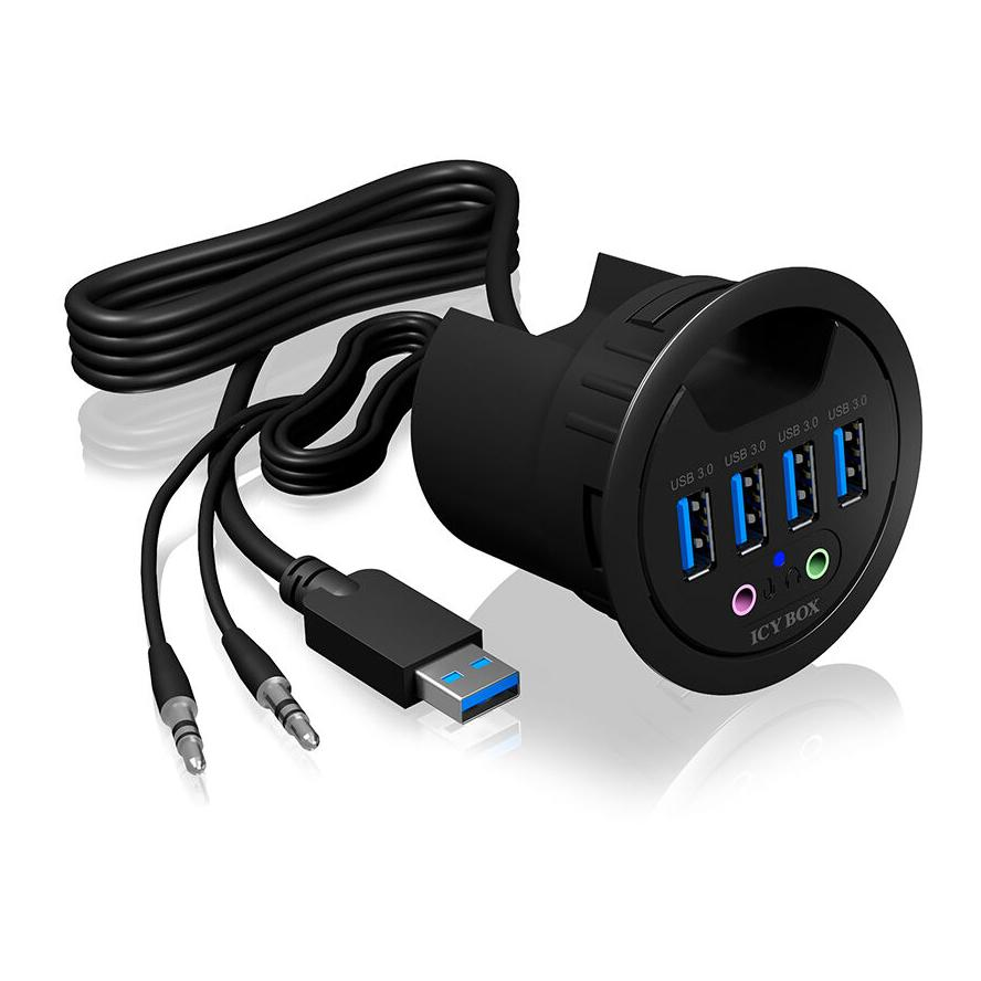 ICY BOX IB-HUB1403A csatlakozóaljzat Fekete (IB-HUB1403A)-0