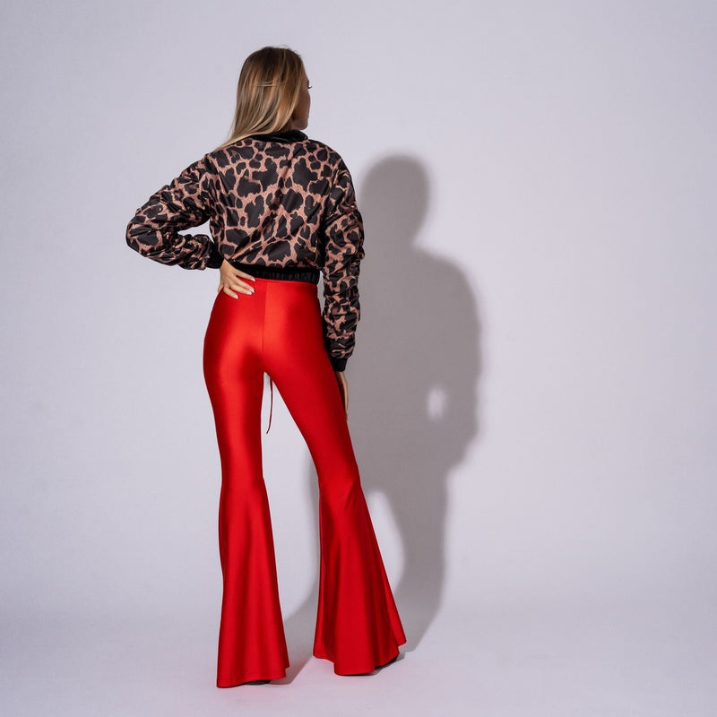 Pantaloni modelatori rosii evazati Liquid