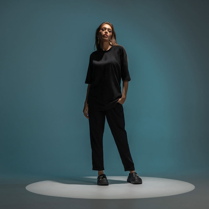 Pantaloni din in cu tur lasat boyfriend CarolinaD X Asimetrix Unisex