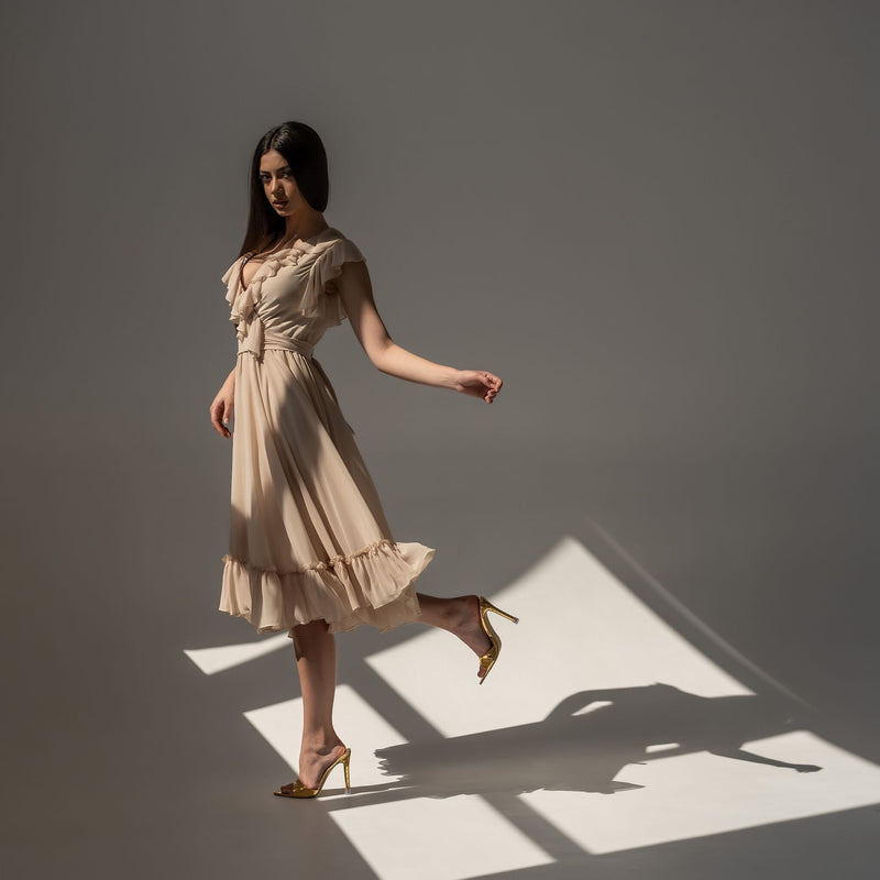 Rochie crem din voal Aria