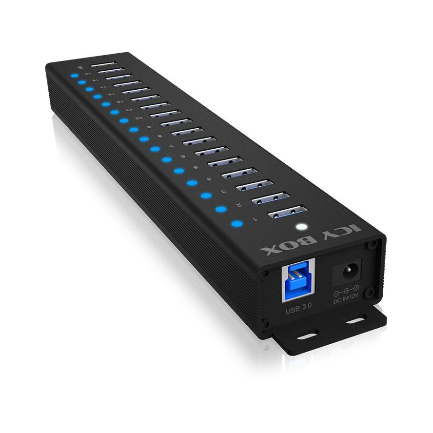 ICY BOX IB-HUB1717-U3 USB 3.2 Gen 1 (3.1 Gen 1) Type-A 5000 Mbit/s Fekete (IB-HUB1717-U3)-0
