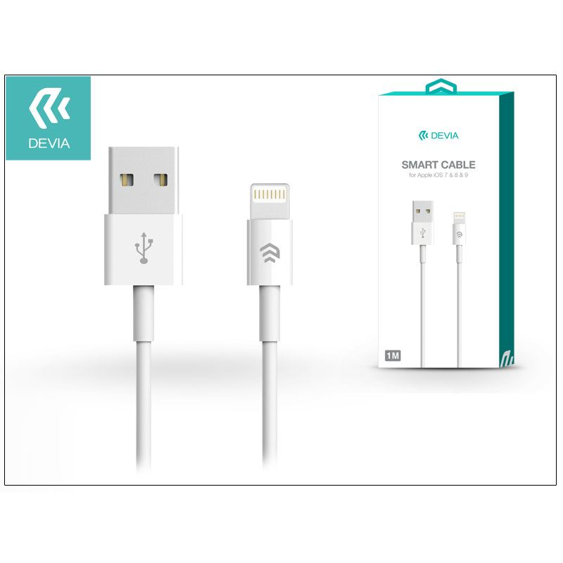 Devia Smart Apple iPhone 5/5S/5C/SE/iPad 4/iPad USB - Ligthning töltő- és adatkábel 1m fehér (ST986650) (ST986650)-0