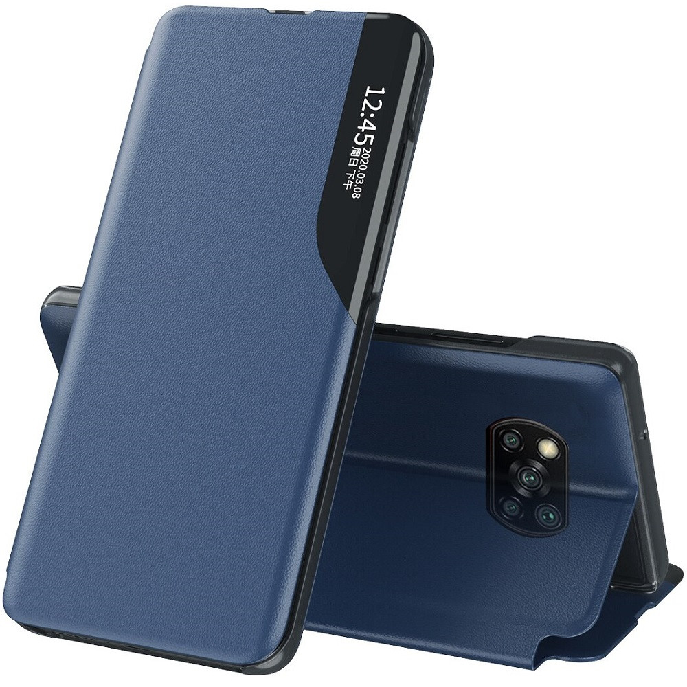 Apple iPhone 13 Pro Max, Oldalra nyíló tok, stand, hívás mutatóval, Wooze FashionBook, kék (106419)-0