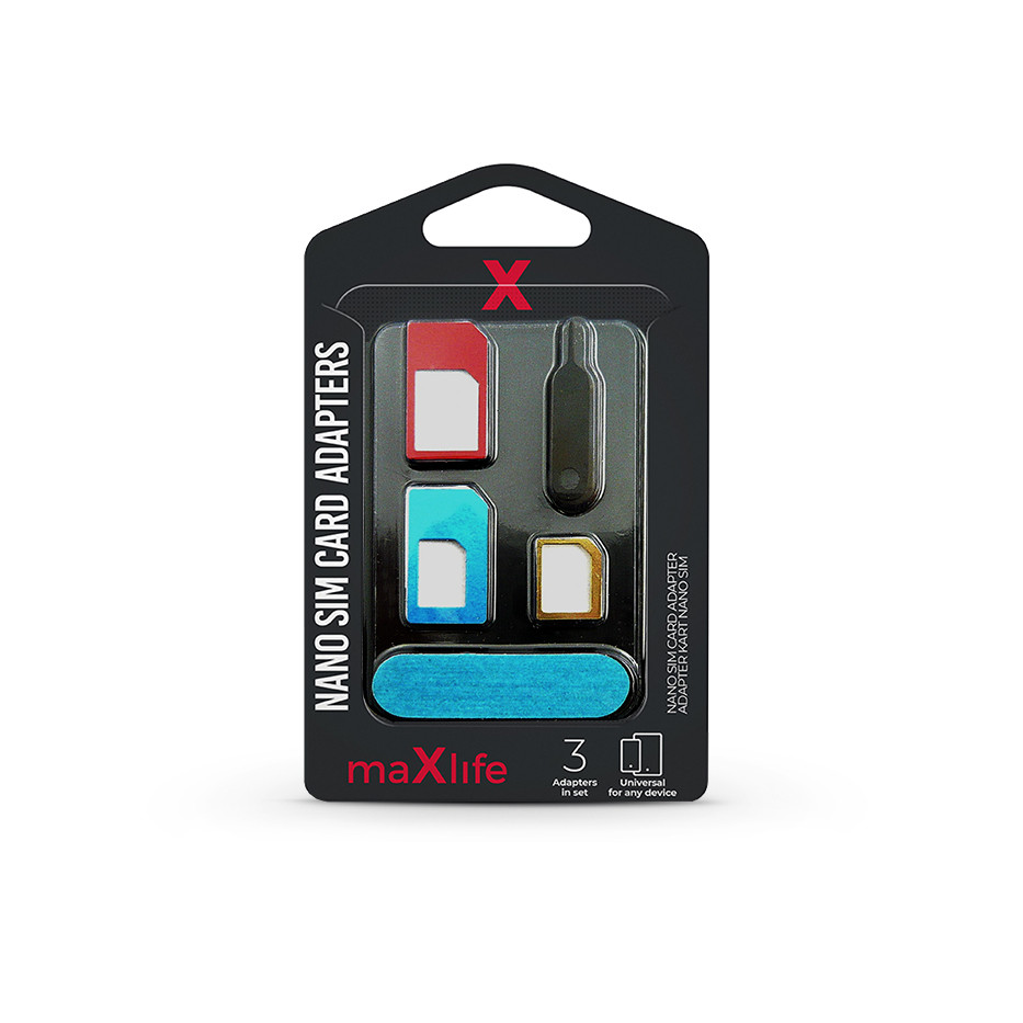 Maxlife Nano és Micro SIM-kártya adapter (3 in 1) kiszedő szerszámmal (TF-0008)-0