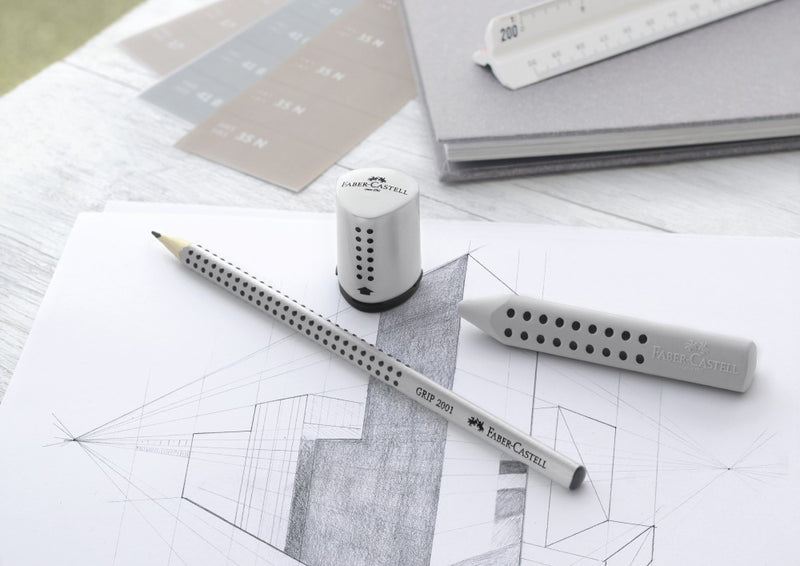 Ascuțitoare plastic simplă cu container mini grip 2001 gri Faber-Castell