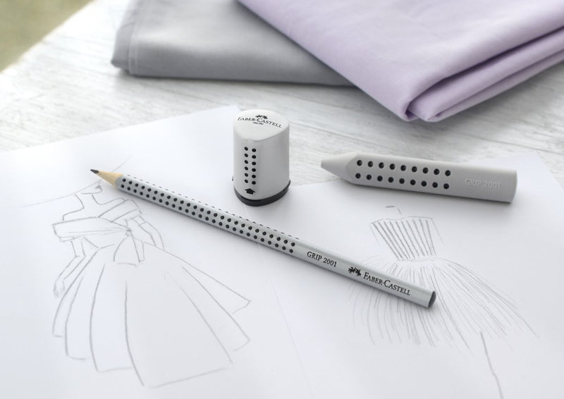 Ascuțitoare plastic simplă cu container mini grip 2001 gri Faber-Castell