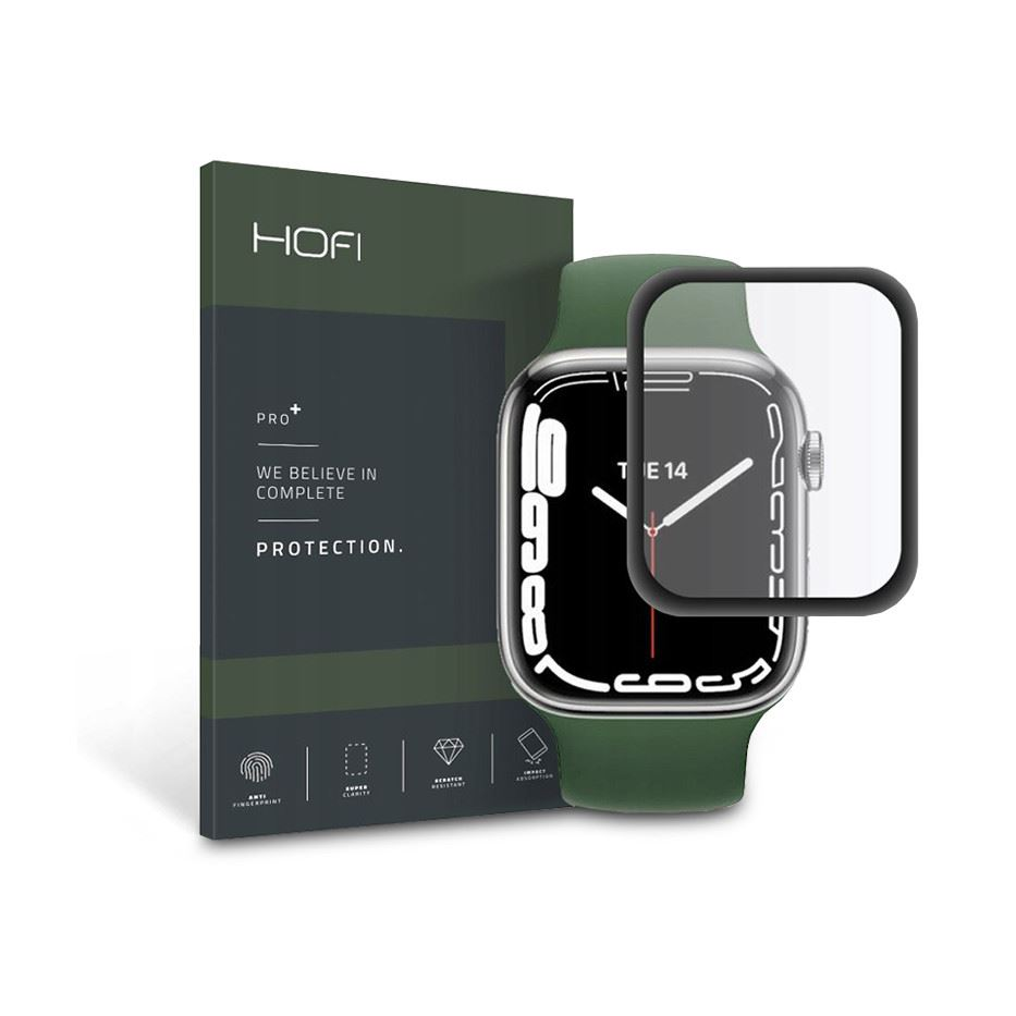 HOFI Hybrid Glass Apple Watch Series 7 (45mm) üveg képernyővédő fólia fekete kerettel (FN0271) (FN0271)-0
