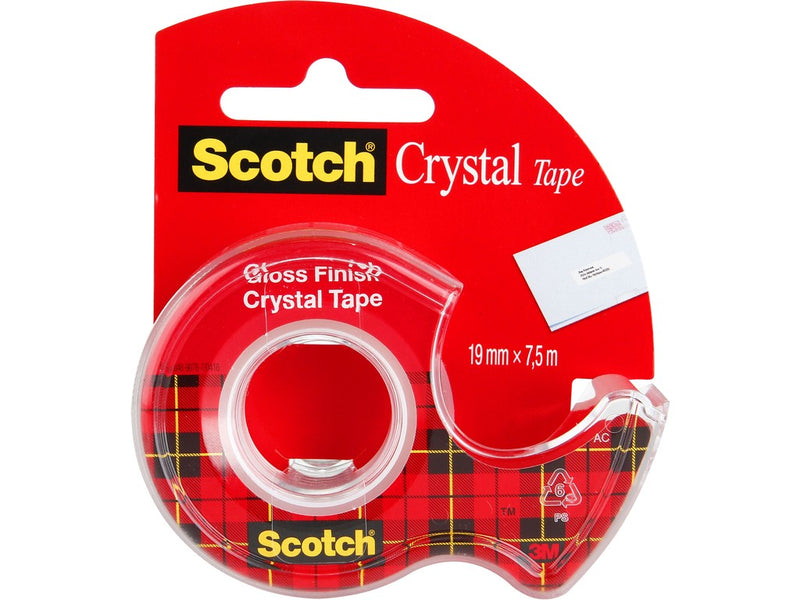 Bandă adezivă 19 mm x 7,5 m cu dispenser 3M Scotch Crystal