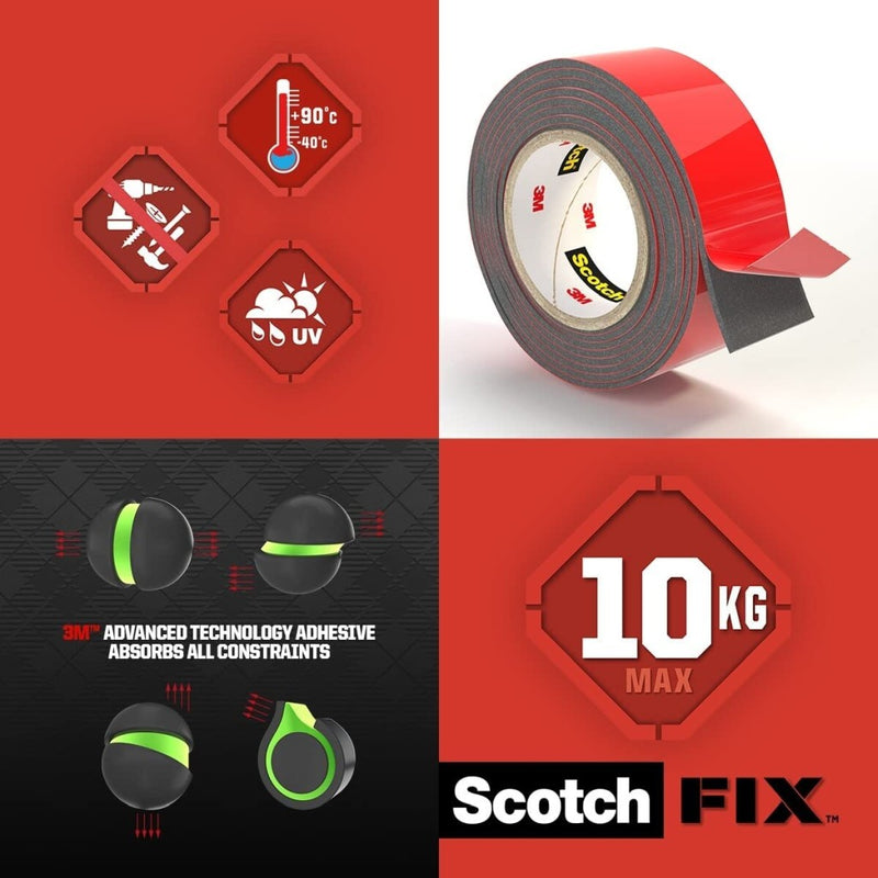 Bandă dublu adezivă montare exterior, 19 mm x 1,5 m 3M Scotch-Fix™ Extreme