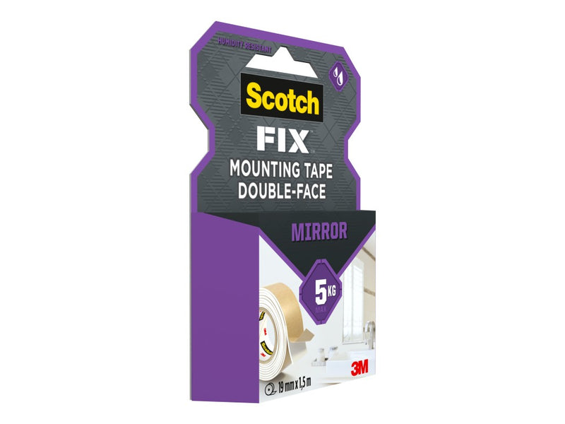 Bandă dublu adezivă montare oglinzi, 19 mm x 1,5 m, 3M Scotch-Fix™