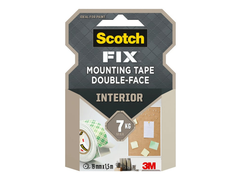 Bandă dublu adezivă montare suprafețe interioare, 19 mm x 1,5 m, 3M Scotch-Fix™