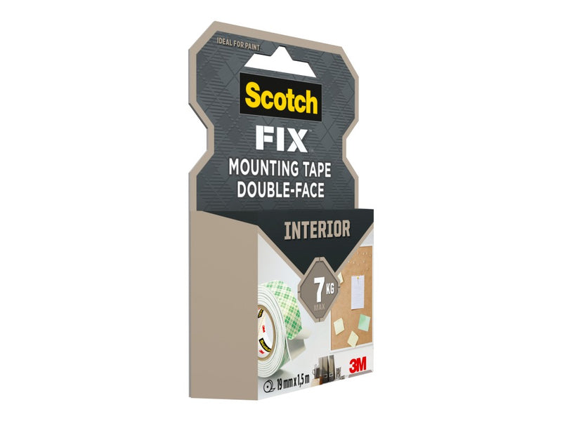 Bandă dublu adezivă montare suprafețe interioare, 19 mm x 1,5 m, 3M Scotch-Fix™