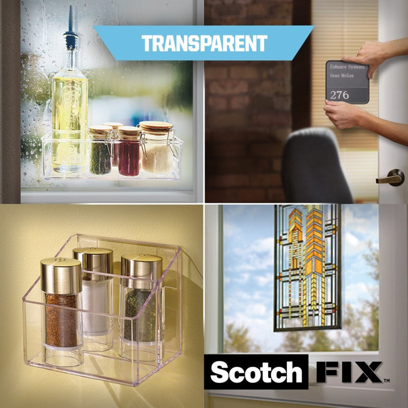 Bandă dublu adezivă transparentă pentru montare, 19 mm x 1,5 m, 3M Scotch-Fix™