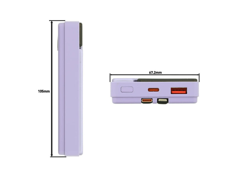 Baterie externă Tellur 10000mAh, USB-C + Lightning cabluri incorporate, QC3.0, PD, mov