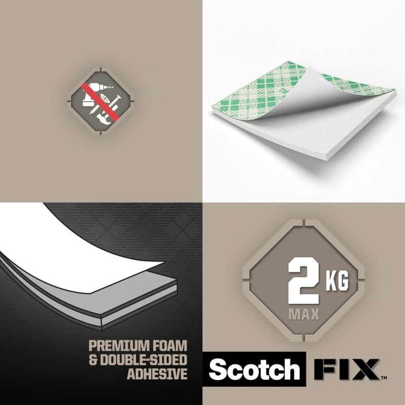Benzi dublu adezive pretăiate montare interior, 16 buc/pachet, 3M Scotch-Fix™