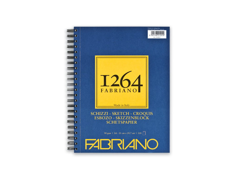 Bloc desen 1264 Schizzi, A4, 90gr, 120 file, cu spirală pe lungime Fabriano