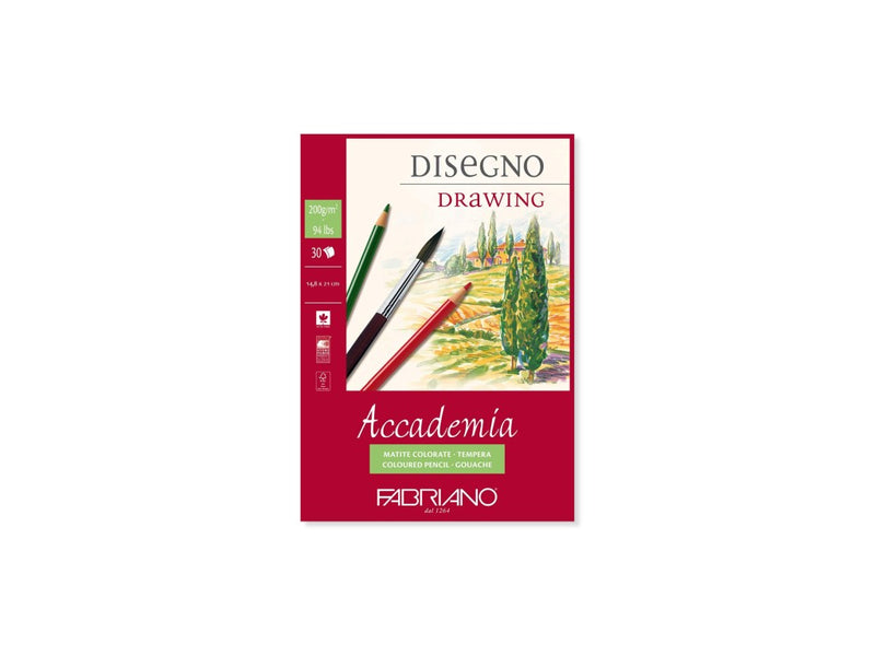 Bloc desen Accademia Disegno, A5, 200 g, 30 file, fără spirală Fabriano
