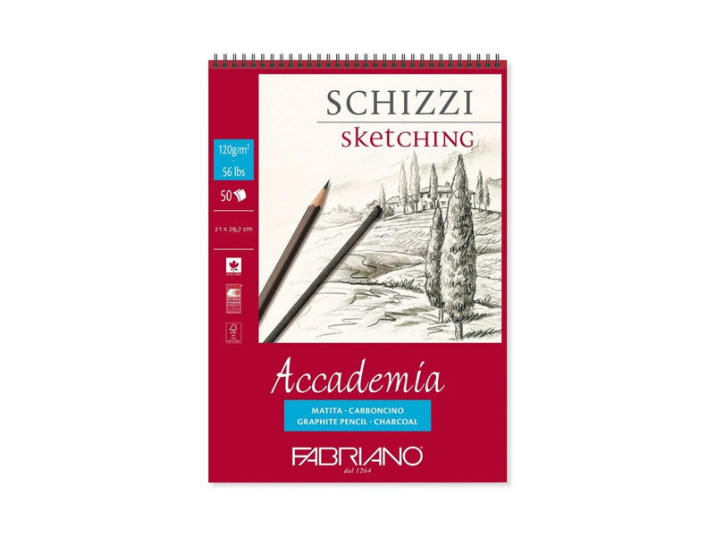 Bloc desen Accademia Schizzi, A4, 120 g, 50 file, cu spirală Fabriano
