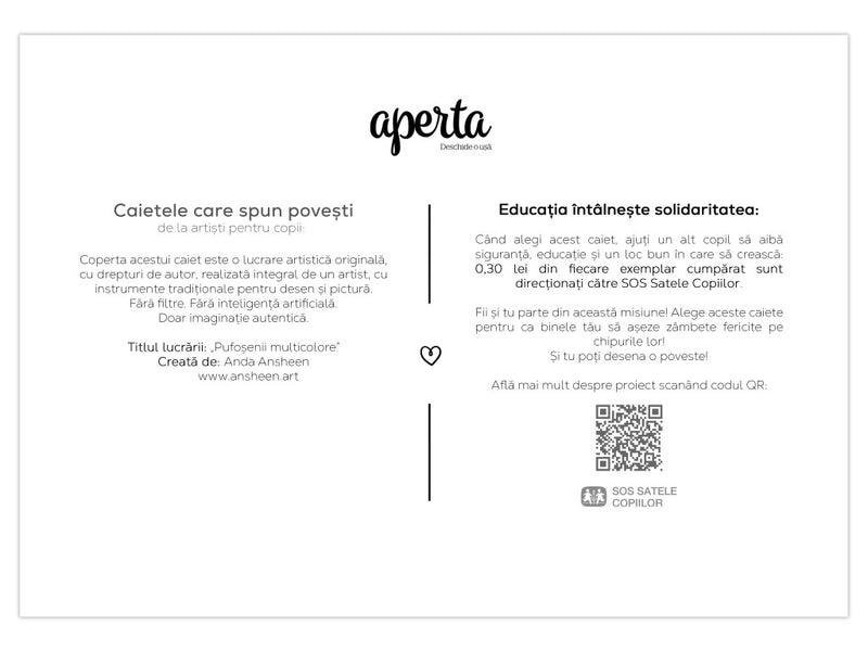 Bloc desen Aperta, Pufoșenii multicolore, A3, 250g