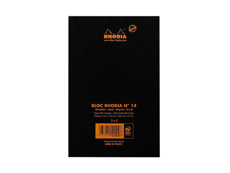 Blocnotes 11 x 7 cm, capsat, 80 file, N°14, Rhodia Basic, black