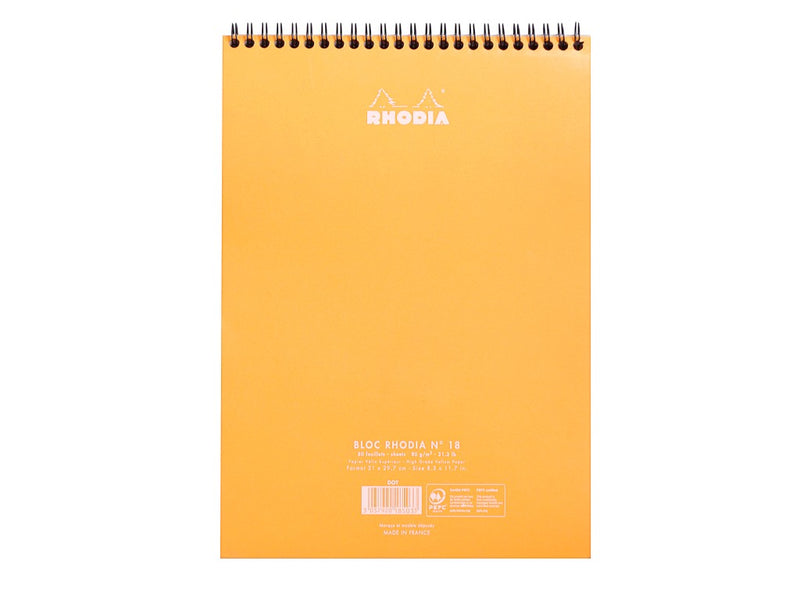 Blocnotes grafic A4, spirală metalică dublă, 80 file, Rhodia Classic Orange