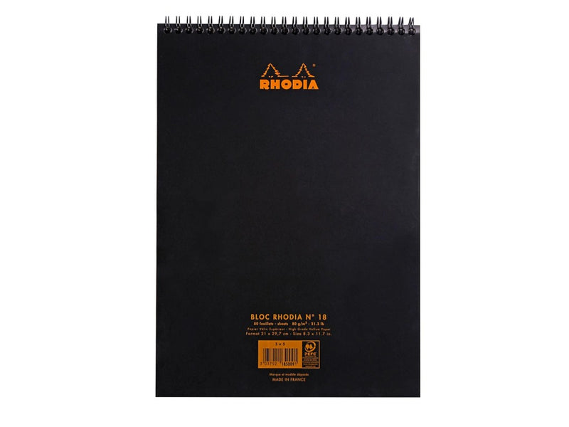 Blocnotes A4, spirală 80 file, Rhodia Classic, black