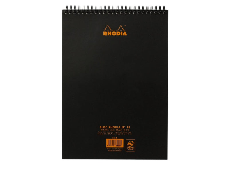Blocnotes A4, spirală 80 file, Rhodia Classic, black
