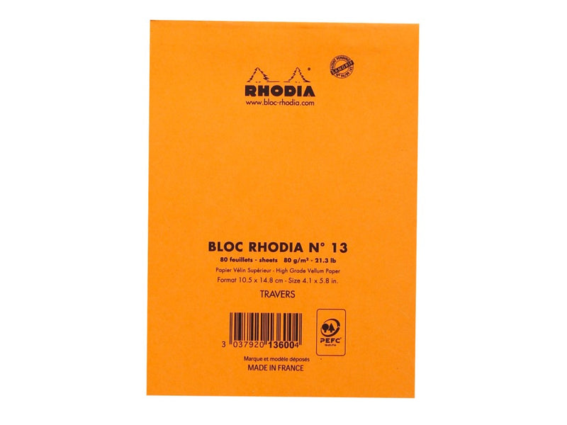 Blocnotes capsat N13 10,5 x 14,8 cm 80 file Rhodia Orange