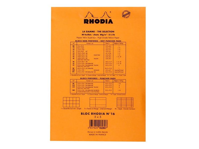 Blocnotes N16 14,8 x 21 cm capsat 80 file galbene Rhodia Orange