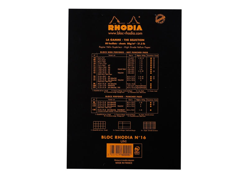 Blocnotes N16 velin A5 capsat 80 file Rhodia