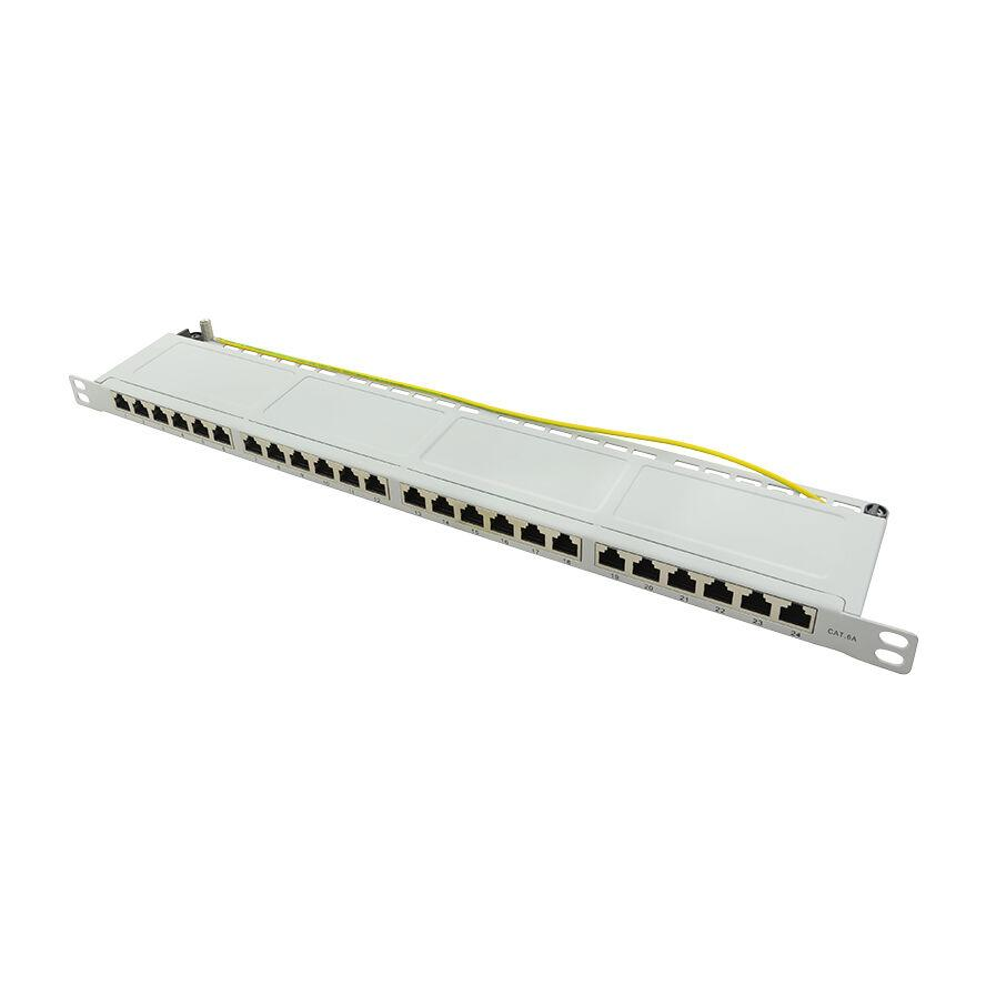 Logilink Cat.6A Patch Panel 24-Port STP, grey, half unit height (NP0062)-0