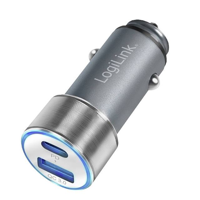 Logilink USB-C + USB-A autós töltő szürke (PA0252) (PA0252)-0